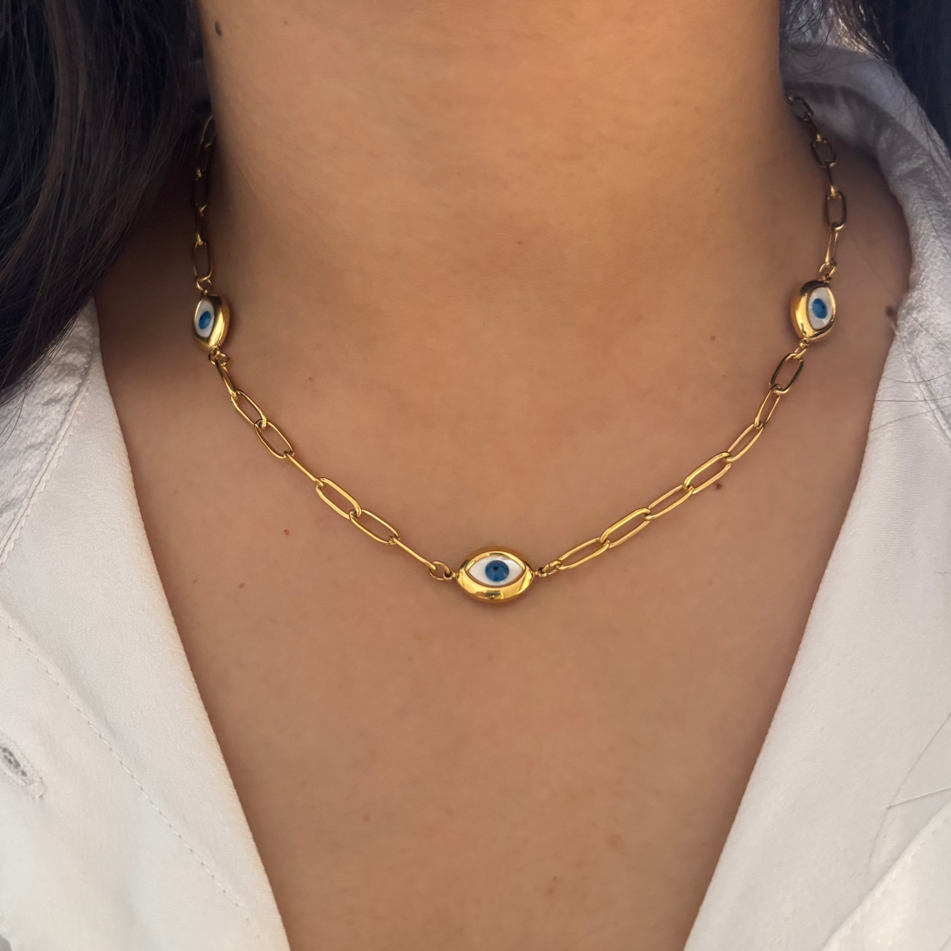 Bold Evil Eye Statement Chain Necklace