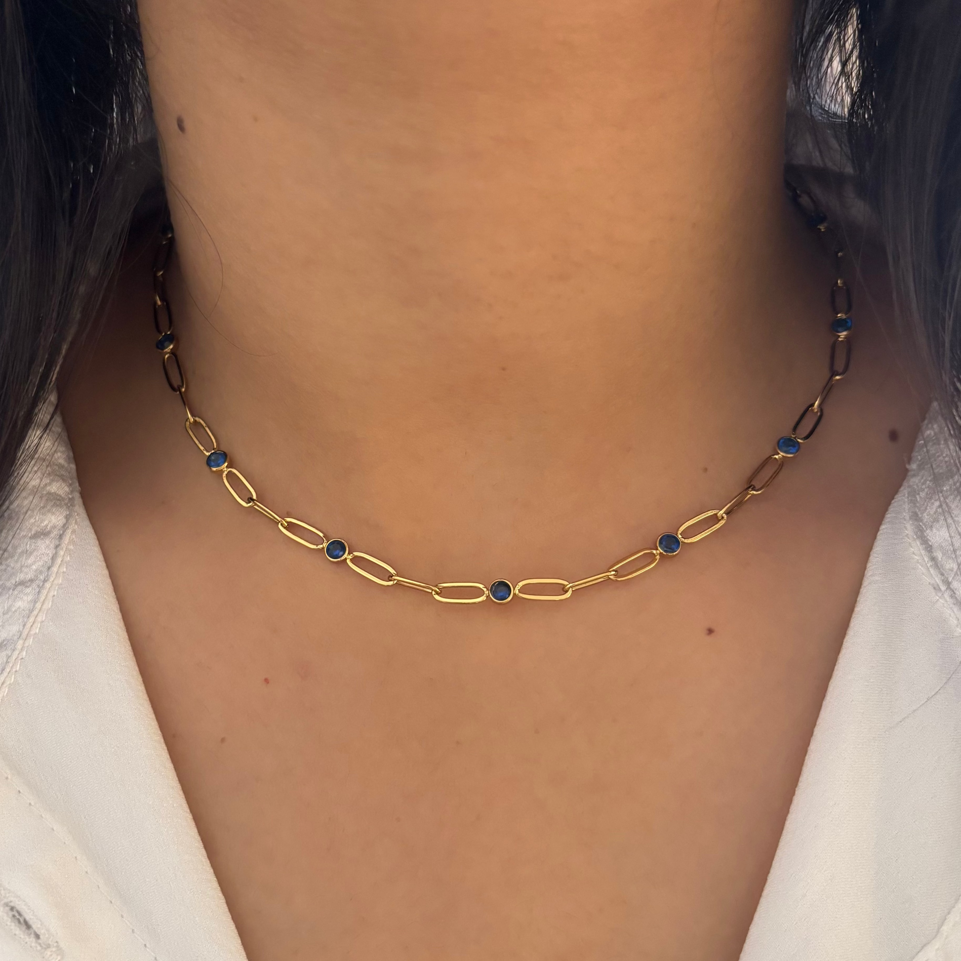 Midnight Evil Eye Link Chain Necklace