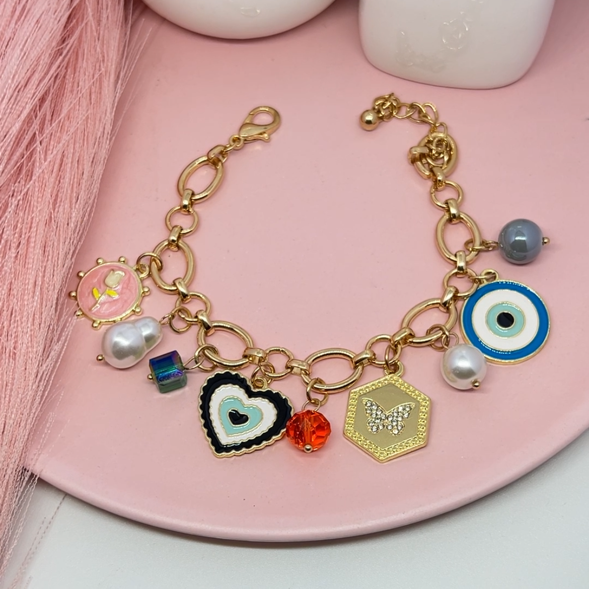 Evil Eye Multiple Charms Bracelet