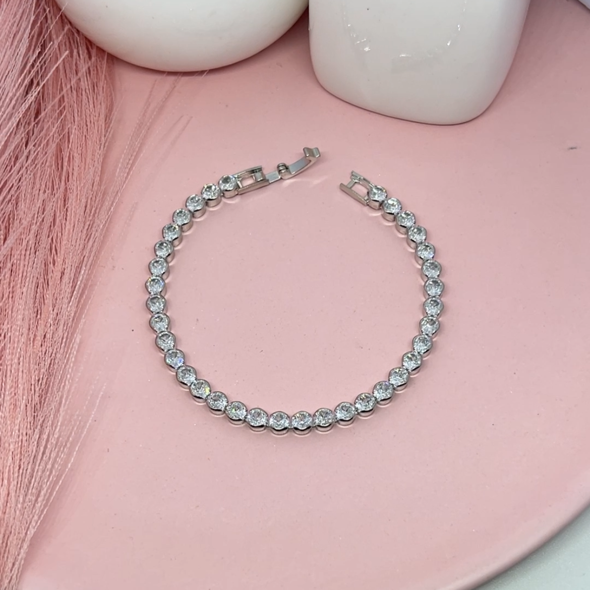 Silver Round Tennis Bracelet