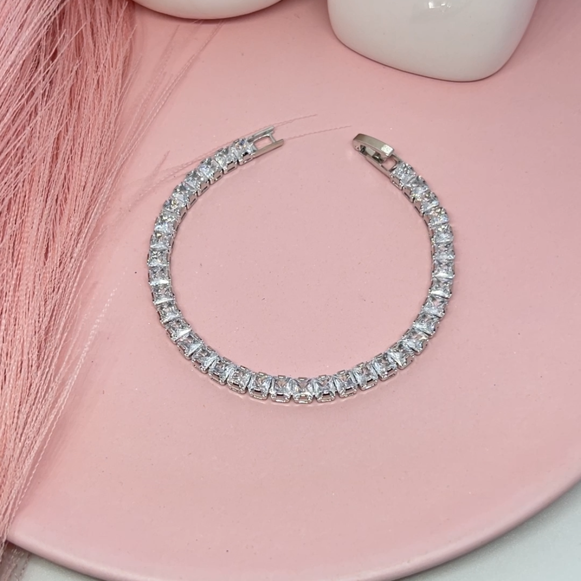 Silver Square Tennis Bracelet