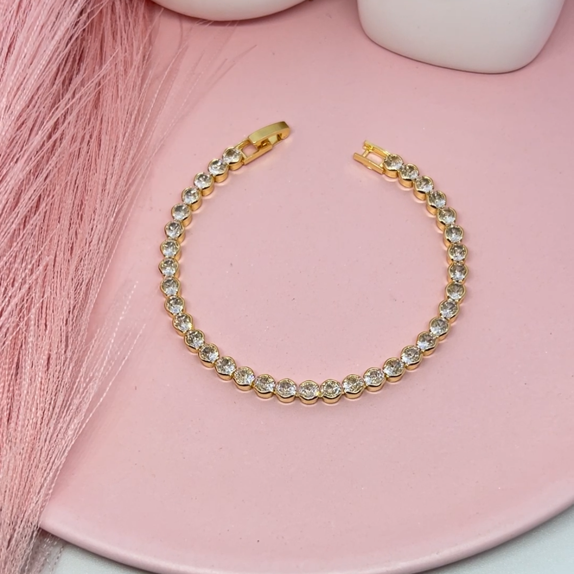 Golden Round Tennis Bracelet