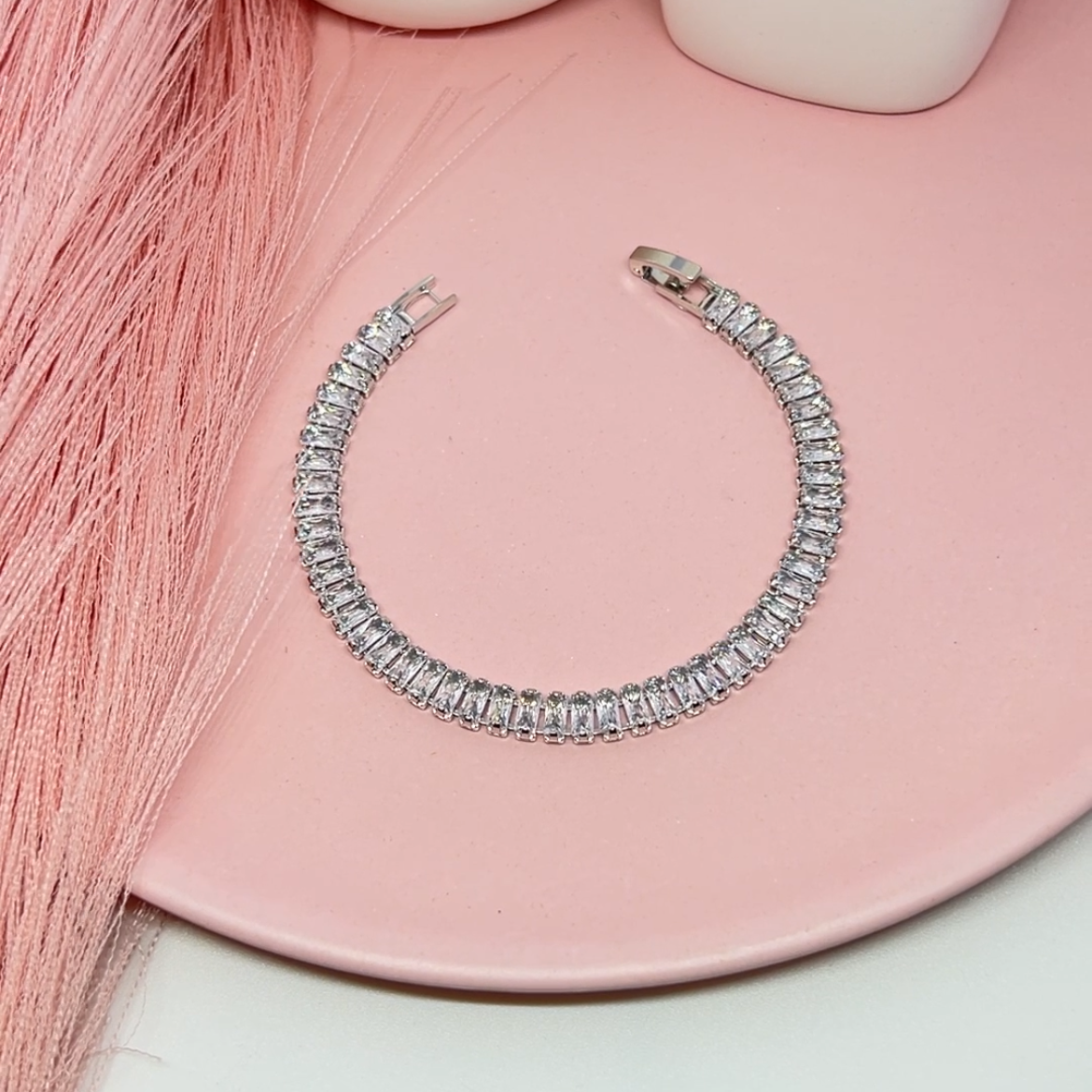 Silver Rectangular Tennis Bracelet