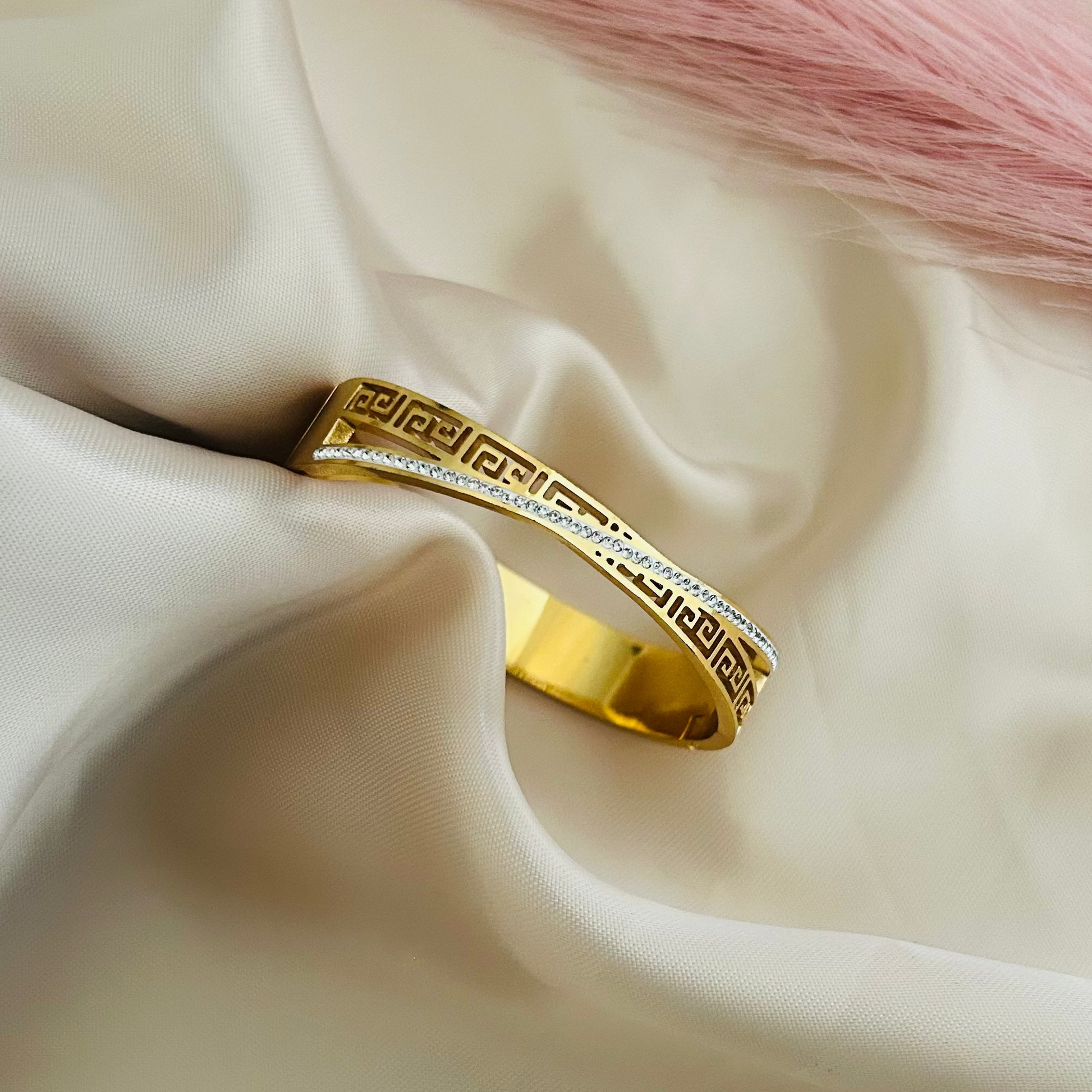 Greek Line Crystal Bangle Bracelet