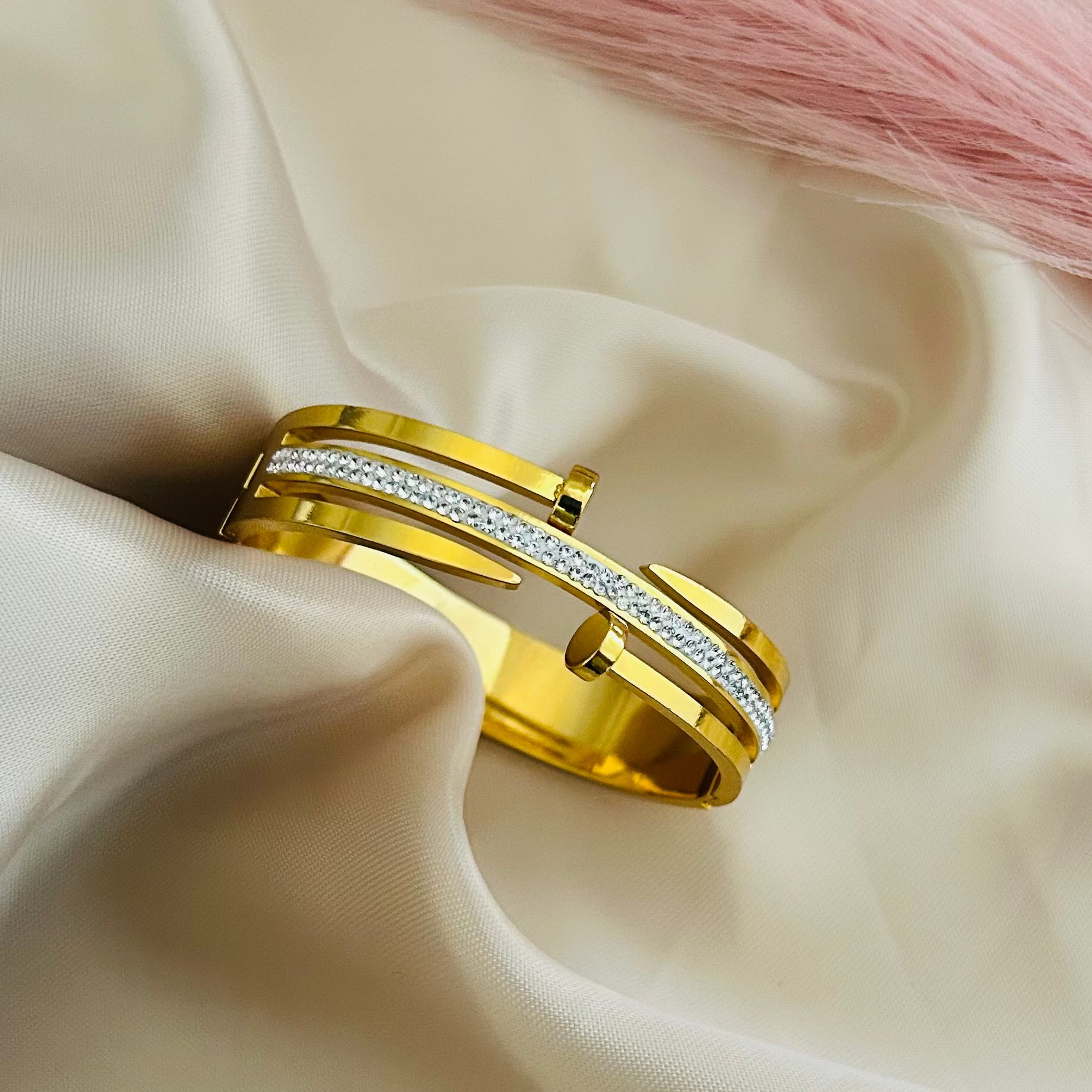 Open Bar Crystal Bangle Bracelet