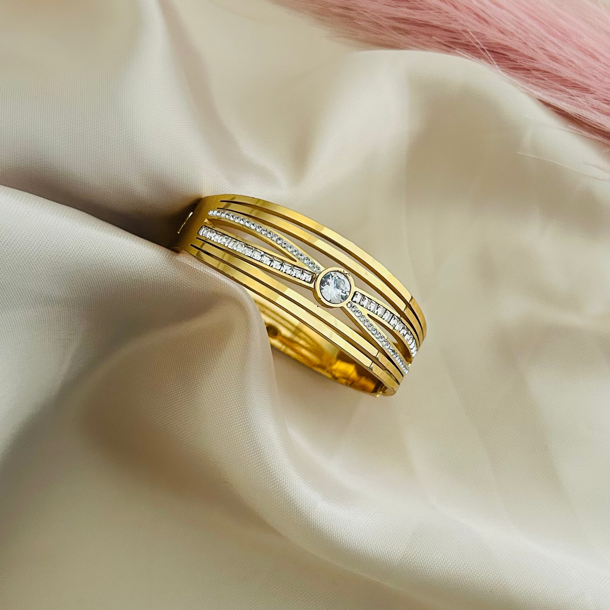 Classic Round Crystal Bangle Bracelet