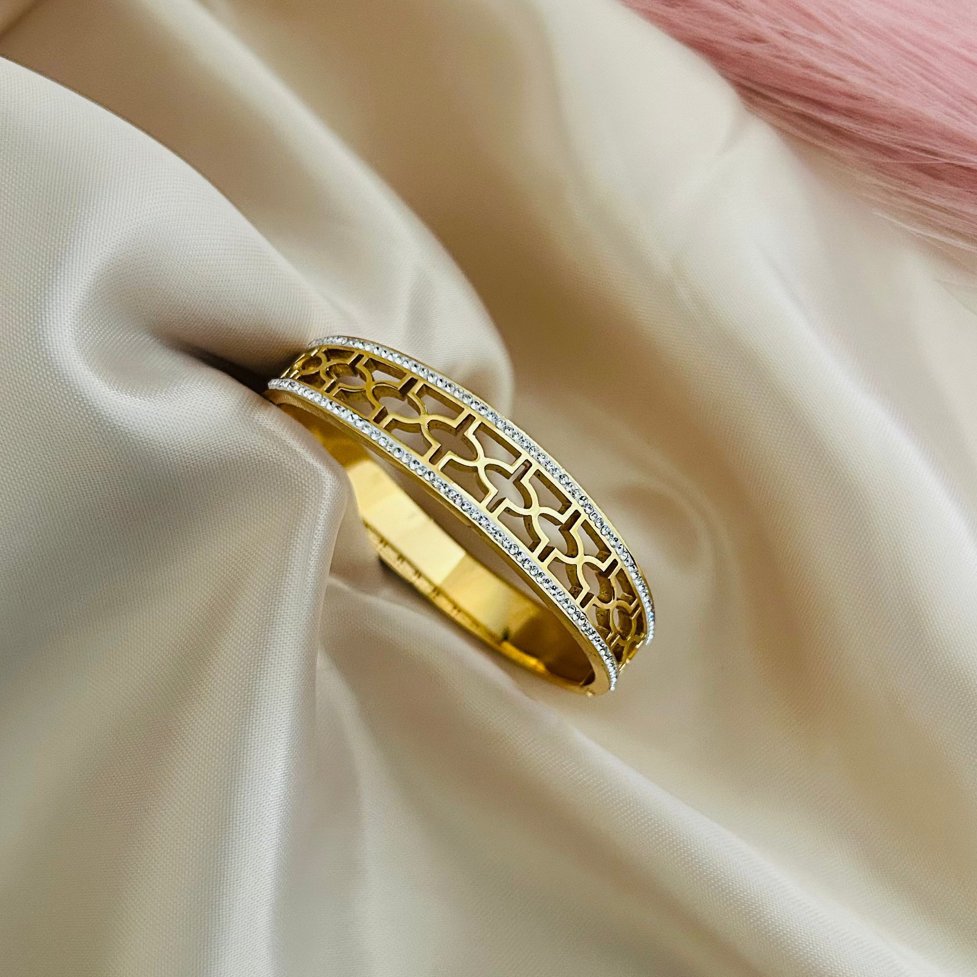 Honeycomb Crystal Bangle Bracelet