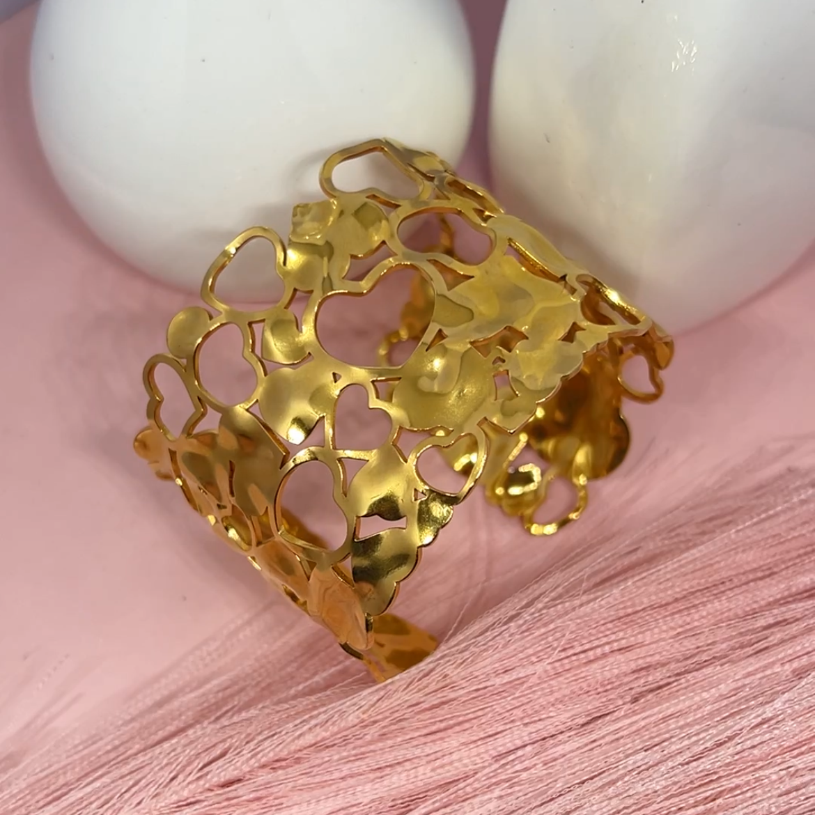 Adjustable Hollow Hearts Cuff Bracelet