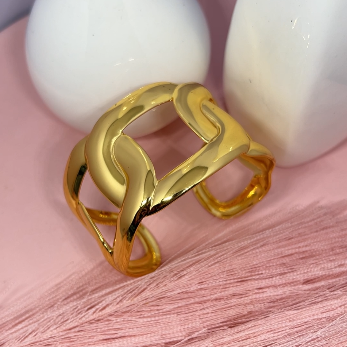 Adjustable Bold TripleLink Cuff Bracelet