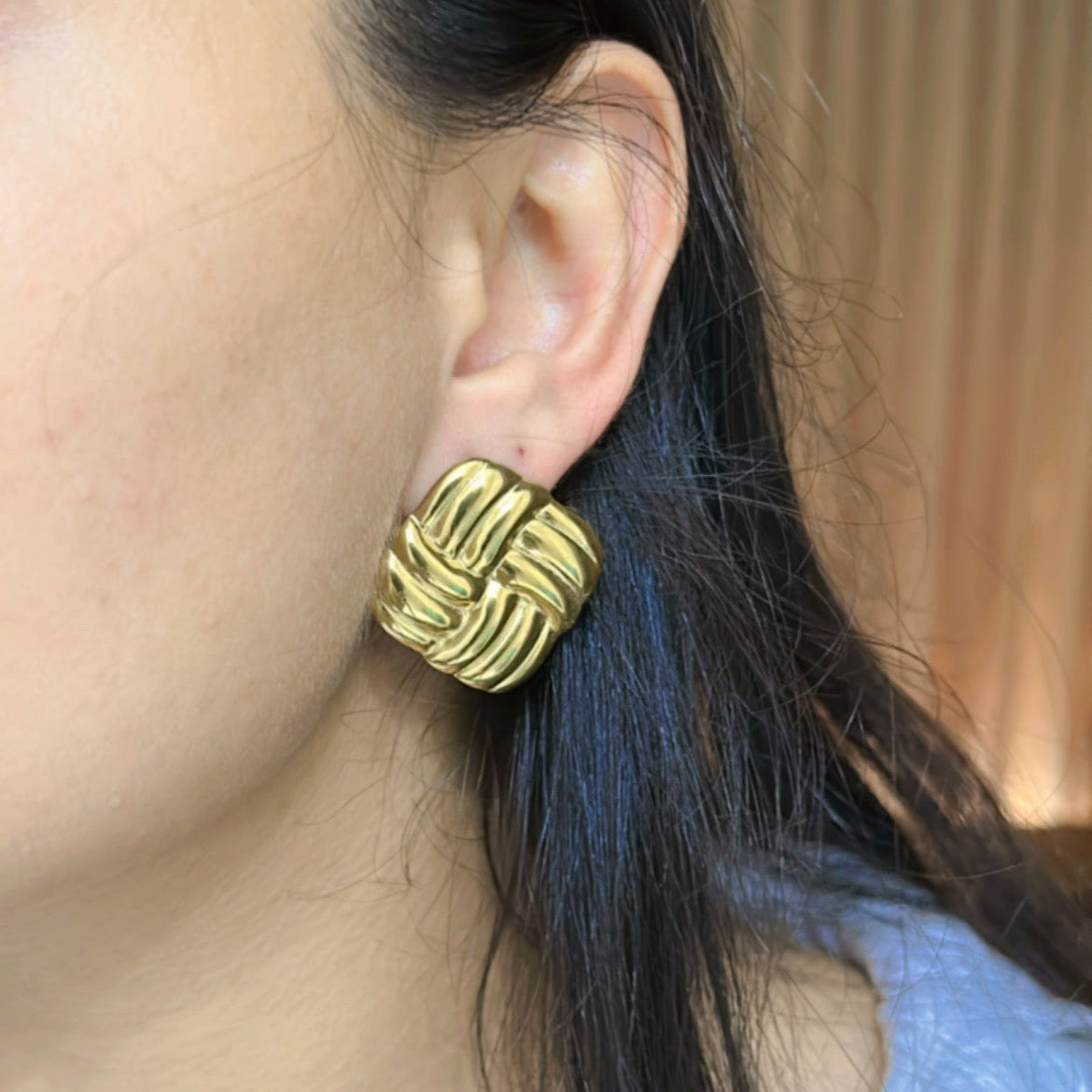Big square stud earings