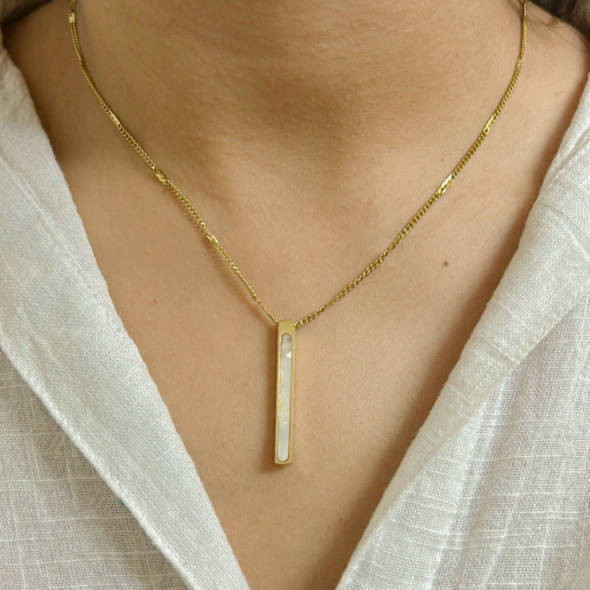White Long Rod Necklace