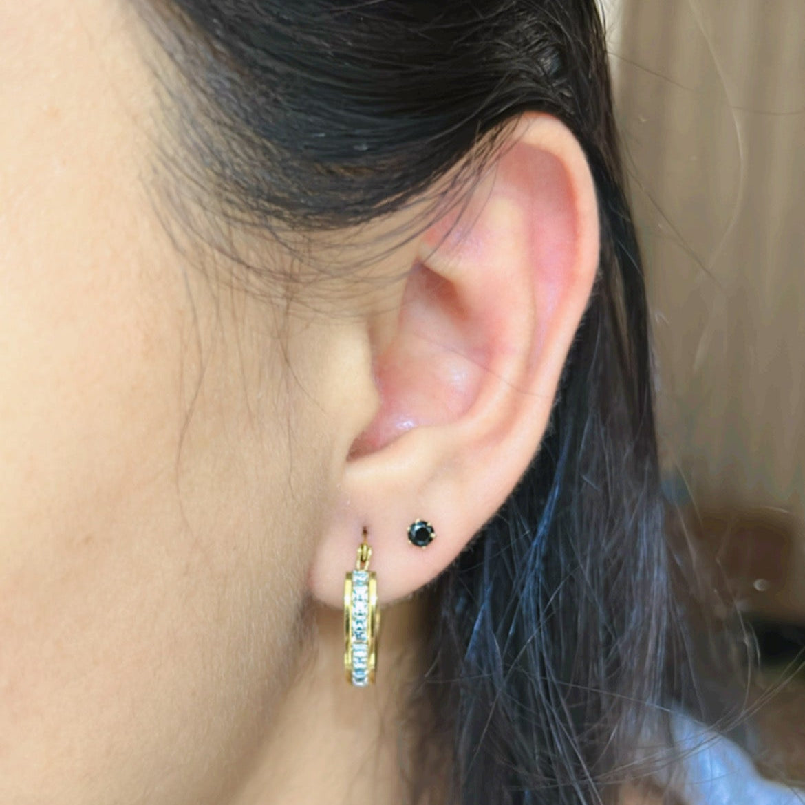 Luna Studded Circle Hoop Earings