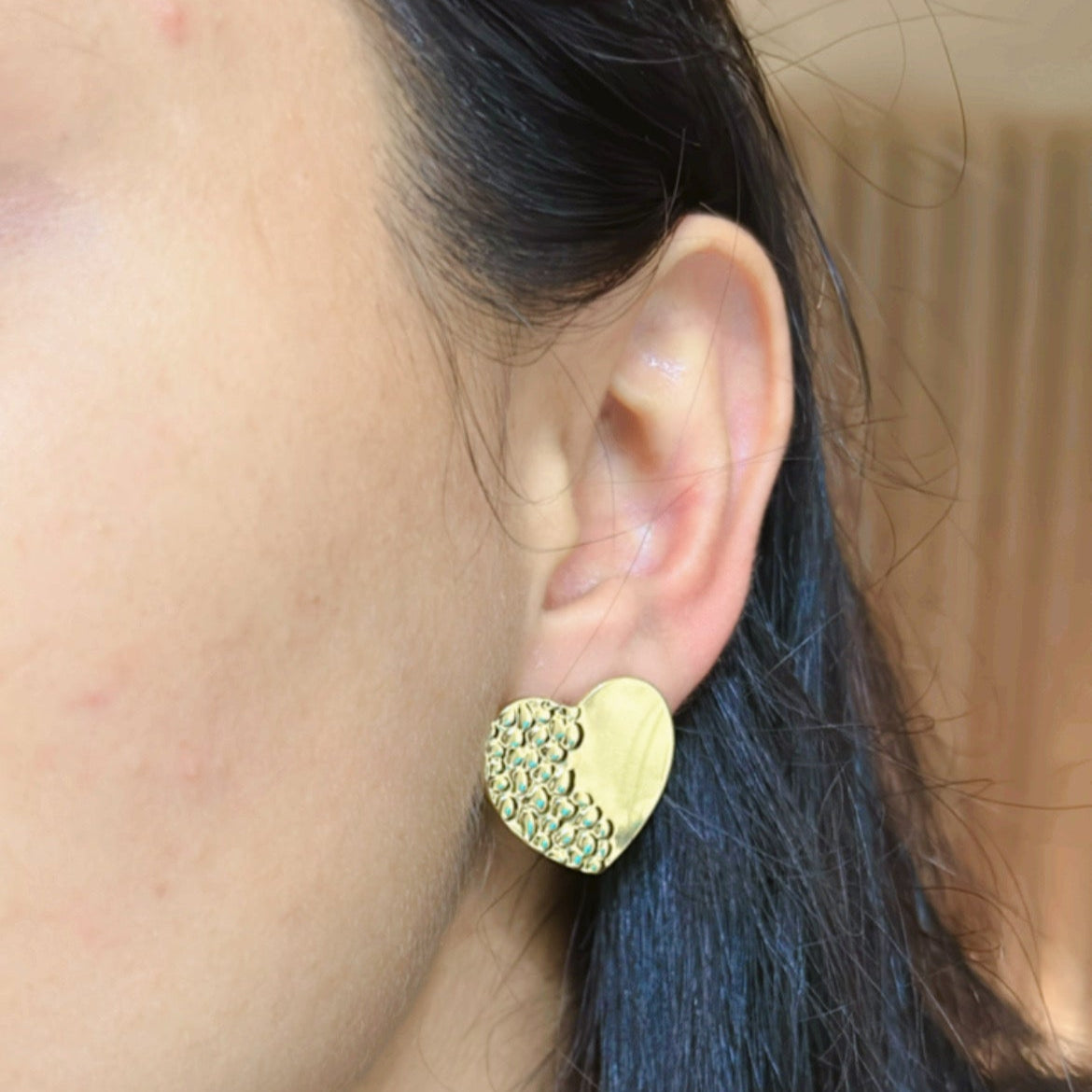 Half n half heart earings