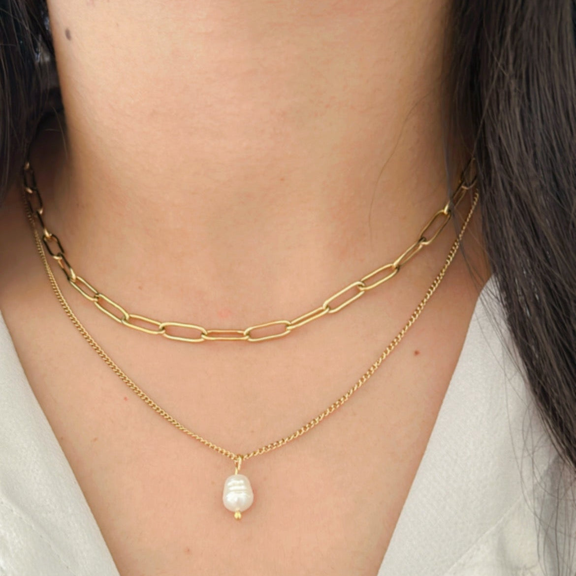 Layered Pearl Glow Necklace