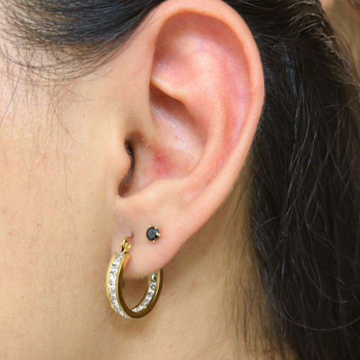Luna Studded Circle Hoop Earings